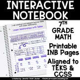 7th Grade Math Interactive Notebook Bundle - TEKS CCSS Printable