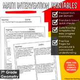7th Grade Math Intervention Geometry Printables | RTI Prog