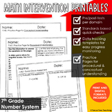 7th Grade Math Intervention Printables Number System | RTI