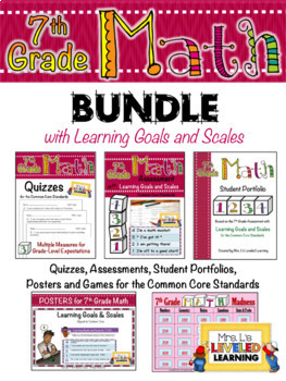 Preview of 7th Grade Math Leveled Assessment BUNDLE for Differentiation - Marzano Scale