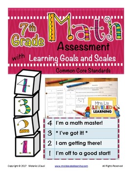 Preview of 7th Grade Math Leveled Assessment for Differentiation Marzano Proficiency Scale