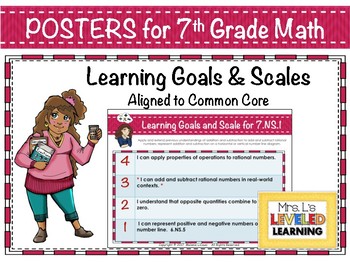 Preview of 7th Grade Math Marzano Learning Goals and Scales Posters for Differentiation