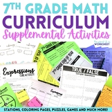 7th Grade Math Curriculum Resources Bundle : A Year of Supplemental Activities