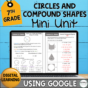 Preview of 7th Grade Math Mini Unit - Area and Circumference of Circles and Compound Shapes