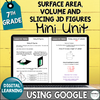 Preview of 7th Grade Math Mini Unit - Surface Area, Volume, & Slicing 3D Figures