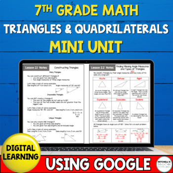 Preview of 7th Grade Math Mini Unit - Triangles and Quadrilaterals