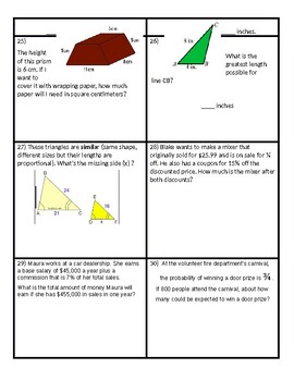 7th grade math mixed review editable tpt