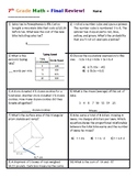 7th Grade Math - Mixed Review! (EDITABLE w/ Answer Key)