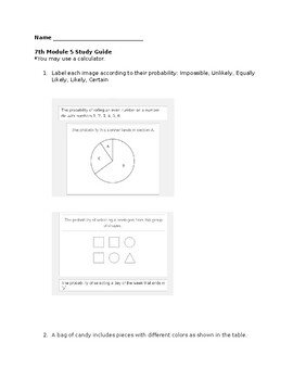 Preview of 7th Grade Math - Module 5 Study Guide and Answer Key