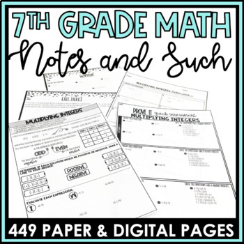 Preview of 7th Grade Math Guided Notes Homework Warm Ups Exit Tickets Bundle
