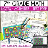 7th Grade Math Guided Notes, Spiral Review, Test Prep, and