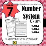 7th Grade Math Number System Assessment/Exam/Test