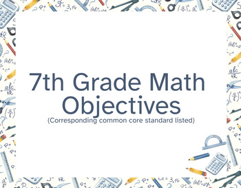 Preview of 7th Grade Math Objective Cards