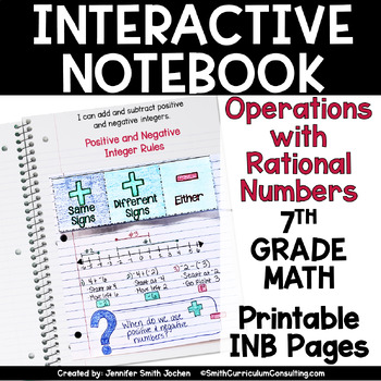 Preview of 7th Grade Math Operations with Rational Numbers Interactive Notebook Unit