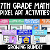 7th Grade Math Pixel Art Activities Growing Bundle