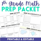 7th Grade Math Summer Prep Packet | 6th Grade Math Review Skills