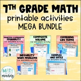 7th Grade Math Printable Activities Mega Bundle - 50 Activities