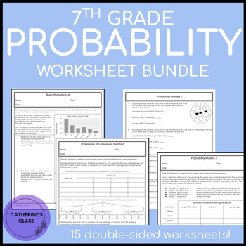 Preview of 7th Grade Math Probability Classwork or Homework BUNDLE
