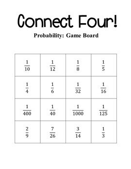 7th Grade Math Probability Connect Four Game by Middle ...