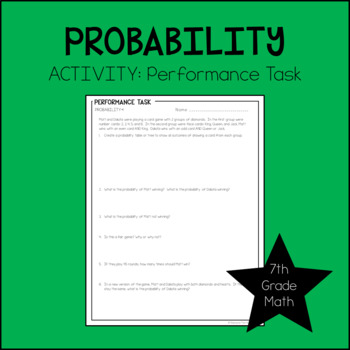 probability performance task 7th grade