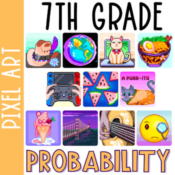 Preview of 7th Grade Math Probability Pixel Art Activity Bundle for 7.SP