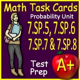 7th Grade Math Test Prep Probability Task Cards 7.SP.5, 7.