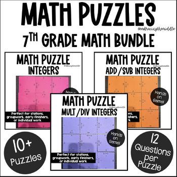 Preview of 7th Grade Math Puzzle BUNDLE - Middle School