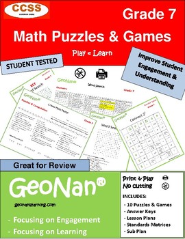 Preview of 7th Grade Book of 10 Math Puzzles & Games