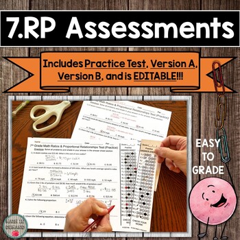 Preview of 7th Grade Math Ratios & Proportional Relationships Multiple Choice Assessments