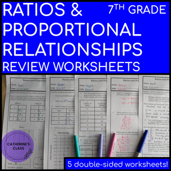 Preview of 7th Grade Math Ratios & Proportional Relationships Review Classwork or Homework