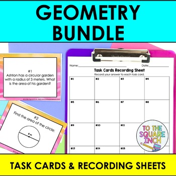 Preview of 7th Grade Math Geometry Task Card Activities Bundle