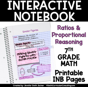 Preview of 7th Grade Math Ratios and Proportional Reasoning Interactive Notebook Unit