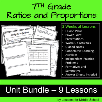 Preview of 7th Grade Math: Ratios and Proportions Unit Bundle, Common Core Aligned-250 pgs.
