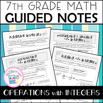 Preview of Operations with Integers Guided Notes