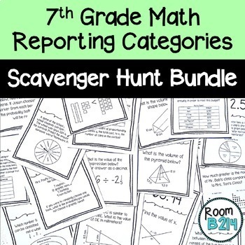 Preview of 7th Grade Math Reporting Categories Scavenger Hunt BUNDLE