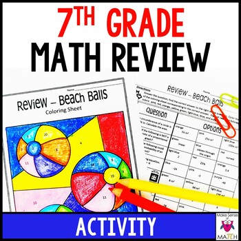 Preview of 7th Grade Math Review Activity Worksheet | End of Year Review