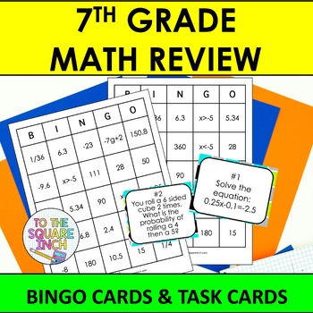 Preview of 7th Grade Math Review Bingo | 7th Grade Math Test Prep Activity