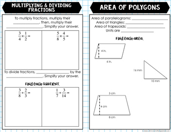 7th Grade Math Review Booklet by To the Square Inch- Kate Bing Coners