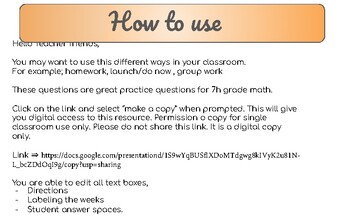 Preview of 7th Grade Math Review Choice Board Activity- Google Slides"