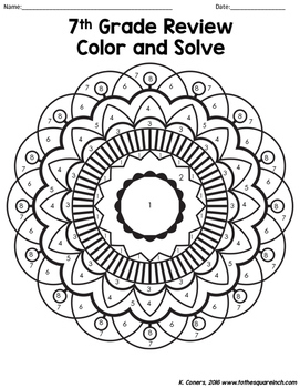 7th grade math review color and solve by to the square inch kate bing
