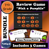 Bundle: 7th Grade Review Games | Halloween Math | "Pick a 