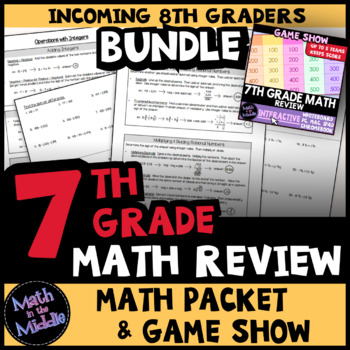 Preview of 7th Grade Math Review - Math Packet & Digital Game Bundle End of Year Test Prep