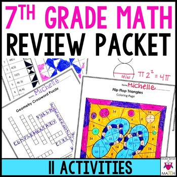Preview of 7th Grade Math Review Packet | End of Year Review | Fun Worksheets
