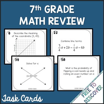 Preview of 7th Grade Math Review Task Cards