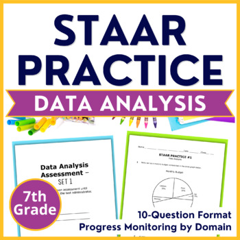 Preview of 7th Grade Math STAAR Practice Data Analysis - Progress Monitoring by Domain
