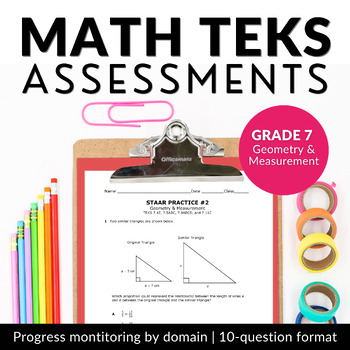 Preview of 7th Grade Math STAAR Practice Geometry & Measurement - TEKS Assessments