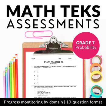 Preview of 7th Grade Math STAAR Practice Probability - Progress Monitoring by Domain