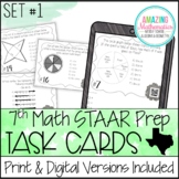 7th Grade Math STAAR Review & Prep - Task Cards (Set #1) -