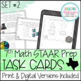 7th Grade Math STAAR Review & Prep - Task Cards (Set #2) -