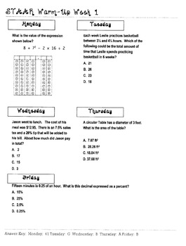 7th Grade Math STAAR Warm Up by Rocking Math | Teachers ...